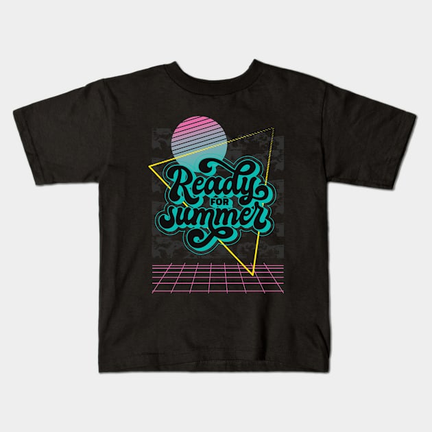 Ready For Summer Vaporwave Vintage Art Kids T-Shirt by Promen Shirts